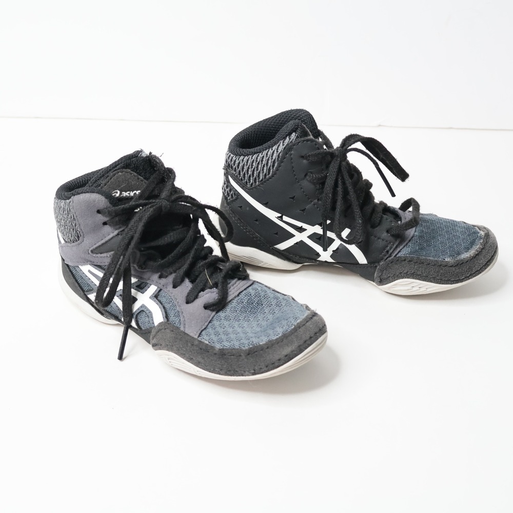 ASICS Matflex 6 GS Kids Wrestling Shoes Black Grey 1084A009 Size K11